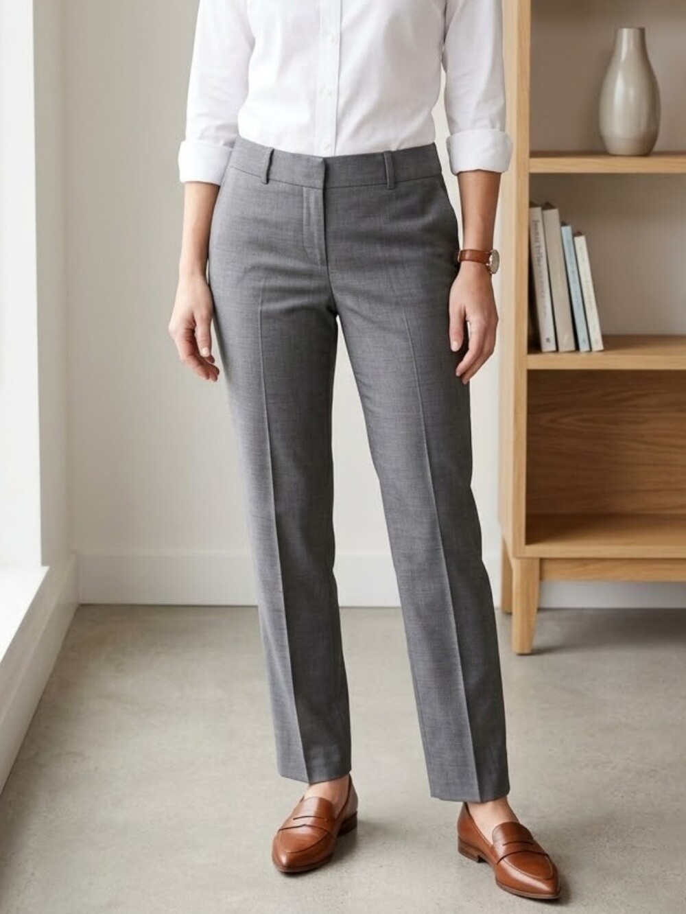 Ann Taylor Charcoal Gray Wool Blend Straight Leg Dress Pants Size 6